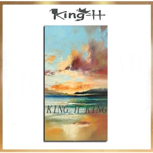 Hand-painted murals scenery wall poster art canvas painting with sunrise photo sitting room home decoration no framework