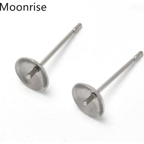 5mm 6mm Stainless Steel Earring Studs Earring Posts Pearl Cup Studs for DIY Jewelry Making Findings 100Pcs
