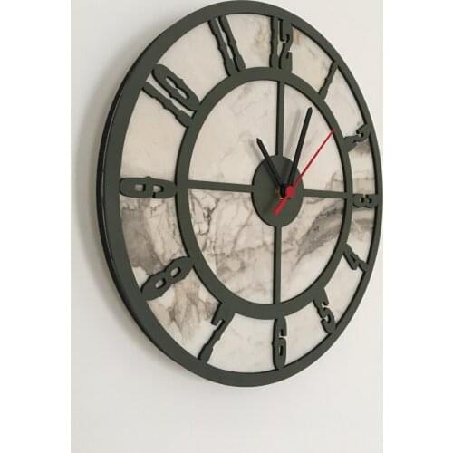 North Designed Ephesus Mildew Green Circle Decorative Wall Clock 30 Cm