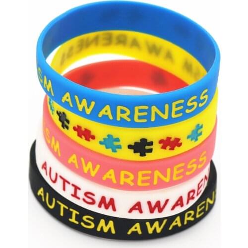 1PC Colorful Autism Awareness Puzzle Silicone Bracelets&Bangles Daily Reminder By Wearing This Colourful Wristbands Gifts SH075