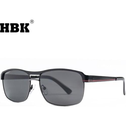 HBK New Vintage Square Mens Sunglasses Polarized Brand Design For Women Rectangle Metal Frame Outdoor Driving Zonnebril UV400