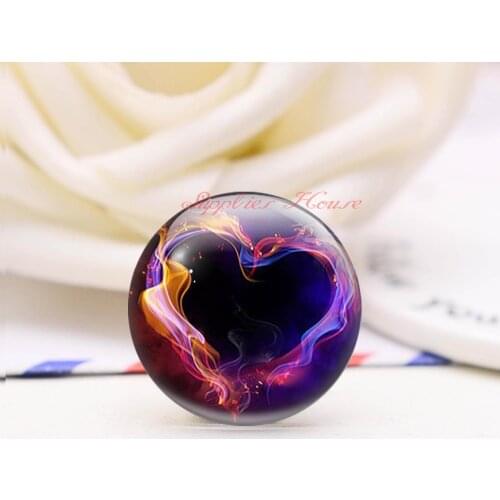 Handmade Round Heart photo glass Cabochons, Jewelry Finding Cameo Pendant Settings, (F154-8685)