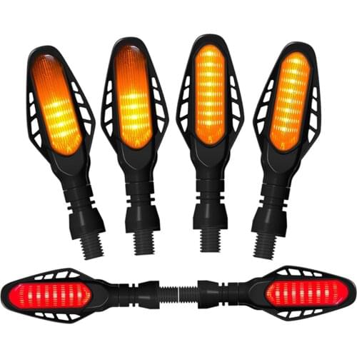12V LED Motorcycle Signal Lights Brake Turn Light Smoked Shell White Yellow Red Light Flowing Taillight DRL Daytime Running Lamp