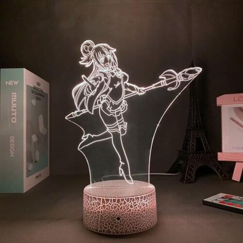 Led Panel Lights Anime KonoSuba Manga Aqua Led Night Light Aqua Lamp for Bedroom Decor Birthday Gift Novel KonoSuba Light
