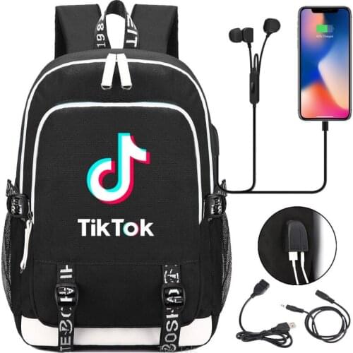 TIK TOK Laptop Backpack With USB Charging Port School Bags Travel Bag Capacity Teenagers Computer Notebook Mochilas