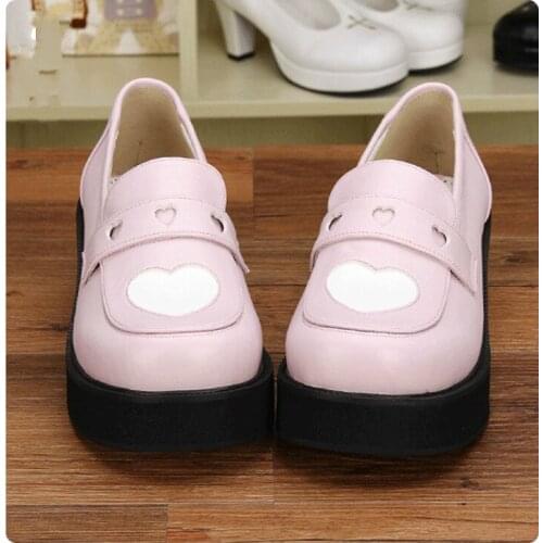 Princess sweet lolita shoes new princess cos shoes heart-shaped round-toe custom slip-out flatform shoes pu8637