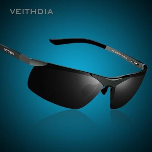 VEITHDIA Brand Designer Alumunum Mens Polarized UV400 Mirror Sunglasses Rimless Rectangle Mens Sun Glasses Eyewear For Men 6501