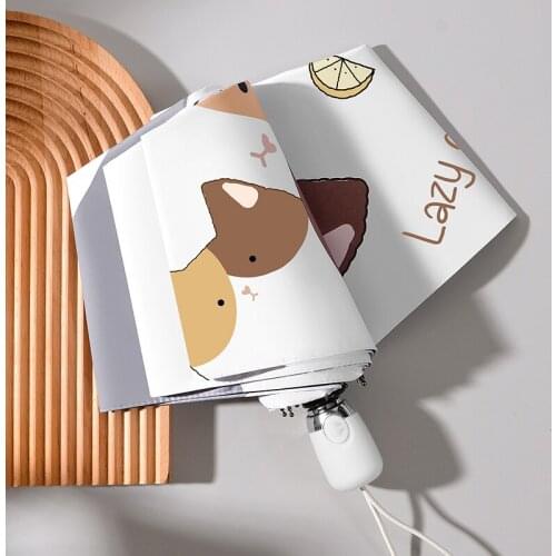 Windproof Mini Umbrella Portable 3/5 Folding Cartoon Umbrella Rain Women Small Men Cat Umbrella Kids Sun Protect Anti UV Parasol