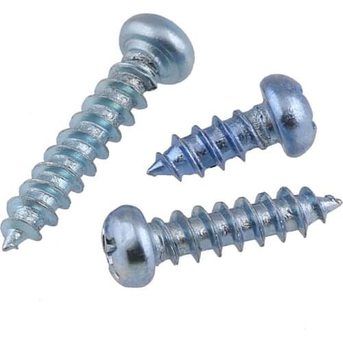 Round Head Screws Zinc Plated Self Tapping Phillips Pan Wood Screw M4 M5 M6