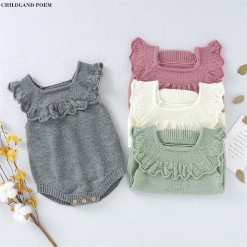 Knitted Baby Clothes Autumn Newborn Baby Romper Jumpsuit Sleeveless Baby Girl Boy Romper Toddler Baby Jumpsuit For Boy Overalls