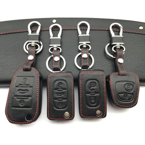 High quality Genuine Leather key chain ring cover case holder,car styling For Peugeot 106 107 206 207 307 408 RCZ starline a91
