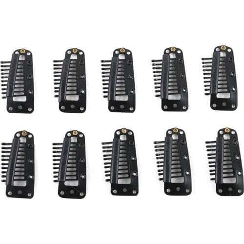 100 38mm 10 teeth Clip In Hair Extension Wig Clips For Human Hair Bangs Snap Hair Clips For Extensions Metal Comb For Closure