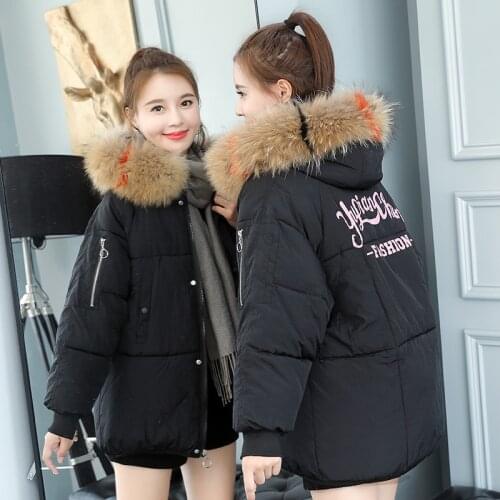 2020 New Women Winter Jacket Hooded Big Fur Collar Overcoat Parkas Female Cotton Padded Warm Thicken Jackets Outwear Plus Size