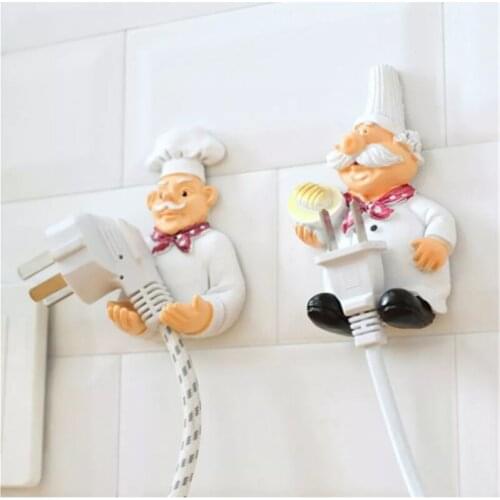 1 Pc Kitchen Plug Decor Bracket Cartoon Cook Power Socket Cord Organizer Holder Sundry Storage Rack Shelves Storage Sticky Hooks