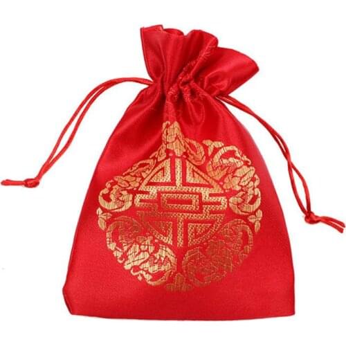1PC Multi Size New Year Blessing Bag Red Peace Wedding Candy Bag Jewelry Bag Cotton Packaging Bag Gift Bag Drawstring Small Bag