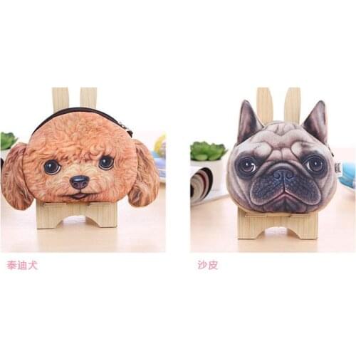 100 pieces Coin Purse 2021 Full Catalog animal 3D printed pattern dog purse factory wholesale Pug fabric pouch childrens purse