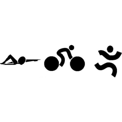 17.4*4.7CM Stylish Triathlon Sticker Car Bicycle Swimming Surface Vinyl Decals Black/Silver C7-0168
