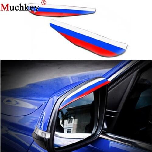 Car Rear View Mirror Sticker Rain Shield Rear View Mirrors Raincost Russia Flag 3 Colors Rain Shade Rainproof Eyebrow Cover 2Pcs