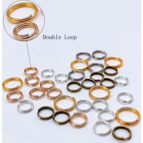 200pcs 5 6 8 10mm Open Jump Rings Bulk Lot Double Loop for Jewelry Making Gold Rodium Color Metal Split Rings Necklace Supplies