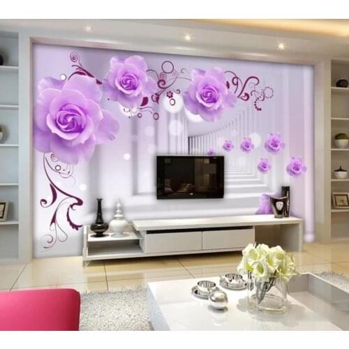 Fantasy Purple Rose 3D Stereo Wallpaper 3D photo living room wallpaper Mural wallpaper For walls TV backdrop Decor