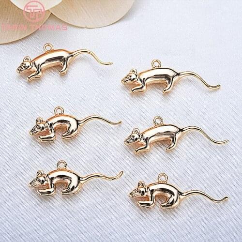 4PCS 25MM 24K Gold Color Plated mouse Pendants Charms High Quality DIY Jewelry Making Findings Accessories