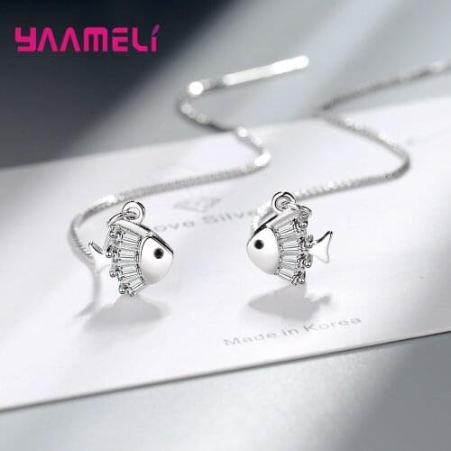 925 Sterling Silver Drop Earrings For Women Girls Party CZ Cubic Zircoina Fashion Jewelry Valentines Day Gift Wholesale