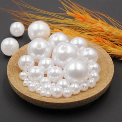 White jewelry accessories string of beads plastic round beads straight hole pearls DIY hair accessories clothing Hat material