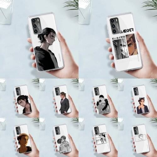 Attack on Titan Eren Jaeger manga Phone Case Transparent For Huawei MATE P 40 30 20 10 pro plus lite X 5G Soft TPU Clear bags
