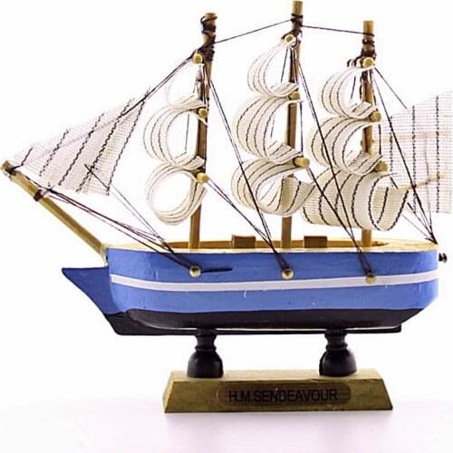 Wooden Handmade Sailing Ship Model Decorative Hobby 12cm