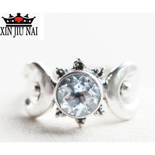 Sailor Moon Magical Anime Ring European American vintage Thai silver moonstone ring National wind Zircon jewelry sapphire ring