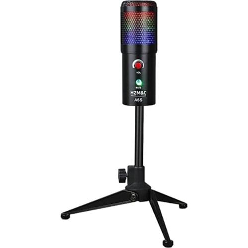 HZM&C A6S Microphone Tripod Kit 192KHz/24Bit High Sampling Rate Comes with Breathing Light Game Live Broadcast USB Microphone