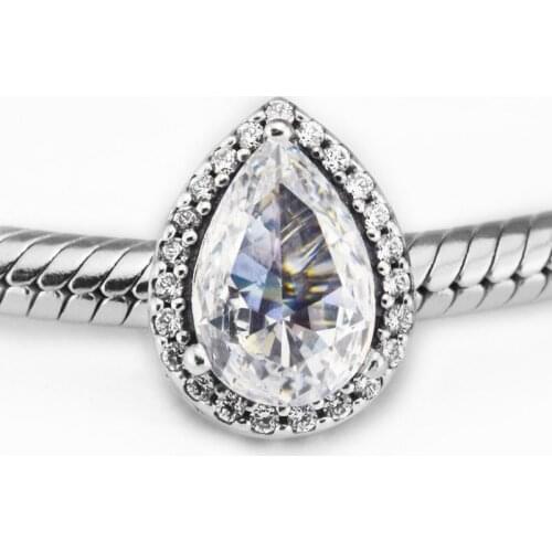 Radiant Teardrop Crystal Beads for Charm Bracelet Pave Stones 925 Sterling Silver Beads for Jewelry Making Fashion DIY Kralen