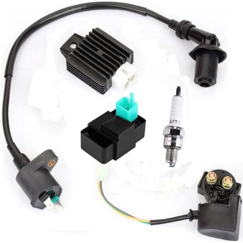 Riloer Ignition Rebuilt Kit Wiring Harness CDI Spark Plug for 50cc-125cc ATV Quad Bike Buggy Go Kart
