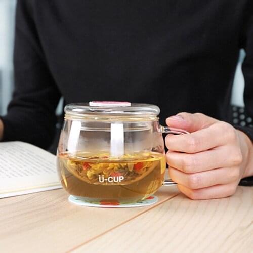Creative Stickers Desktop Glass Personality Home Tea Separation Bubble Tea Cups Office Drinking Cups with Lid
