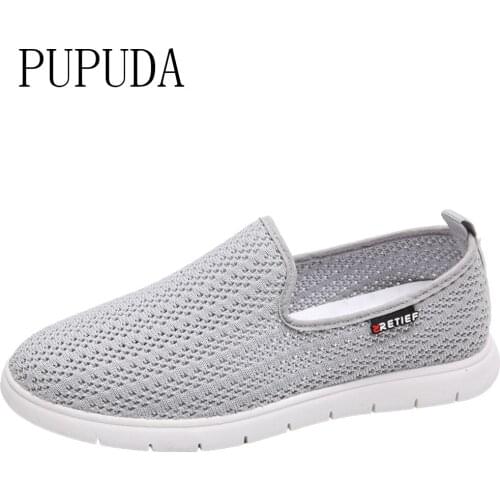 PUPUDA Mesh Shoes Men Summer Slip On Loafers Men Casual Shoes 2021 Comfortable Sneakers Men Fashion Casual Sneakers