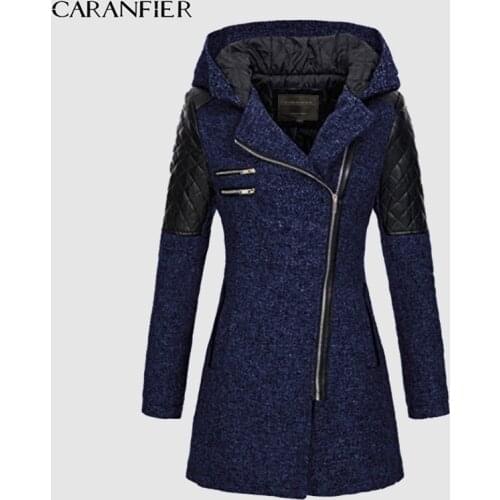 CARANFIER 2019 Female Jacket Women Warm Slim Jacket Thick Parka Overcoat Winter Outwear Hooded Zipper Coat Womens Down Jacket