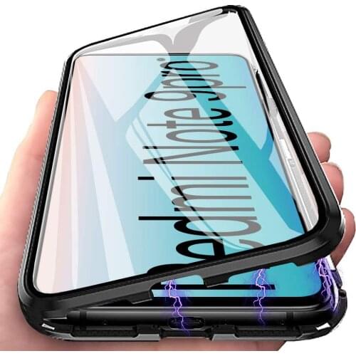 Magnetic Case for Redmi Note 7 8 8T 9 Pro 9S 5G Cover Metal Bumper with Double Sided Tempered Glass 360° Protective Funda Coque