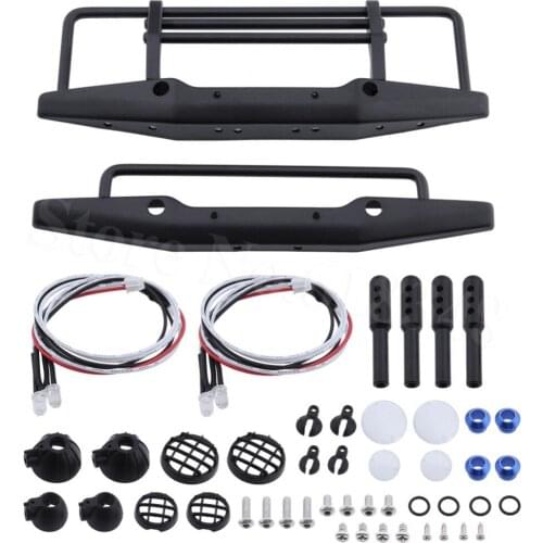 Metal Front and Rear Bumper With LED Lights For Axial SCX10 90046 Traxxas TRX-4 TRX4 RC Crawler Replacement Parts