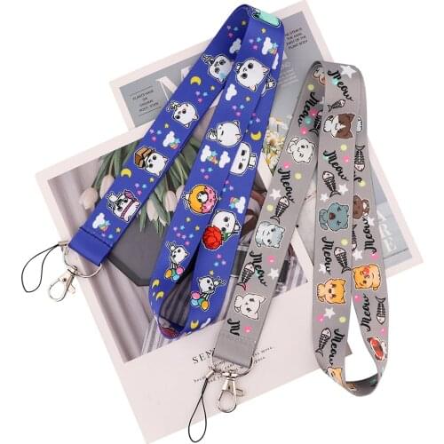 Ransitute R2304 Cute Cat Keychain Tags Strap Neck Lanyards For Keys ID Card Pass Gym Mobile Phone USB Badge Holder DIY Hang Rope