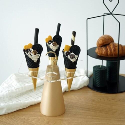 Ice Cream Cones Holders Dessert Tableware for Kids Birthday Party 6pcs Cupcakes Ice-cream Display Racks Acrylic Cupcake Plates