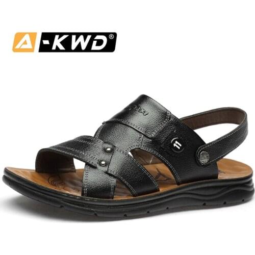 2020 Men Leather Sandals Summer Beach Slippers Men Casual Shoes Soft Roman Sandals Men Comfort Walking Footwear Sandalias Hombre