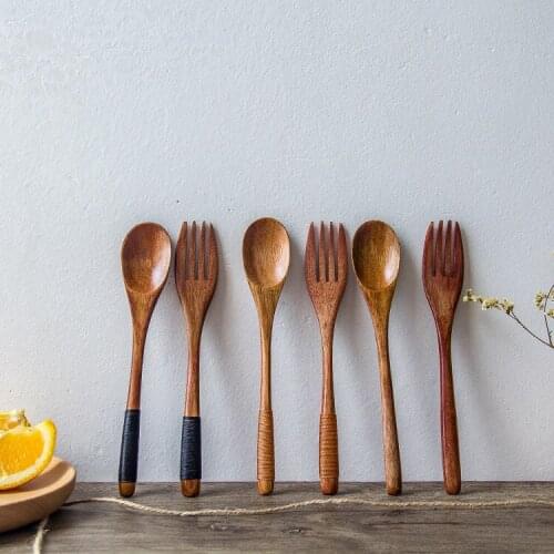 Bamboo Cutlery Set Travel Utensils Wooden Dinnerware Outdoor Portable Flatware Bamboo Tableware Spoon Fork Set