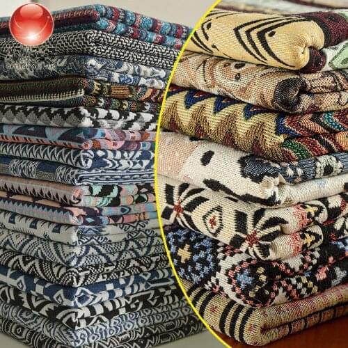 Nation Style ART Fabric Wind Cotton Linen Fabric Chevron Stripe Geometric Pattern Upholstery Table Pillow Curtain Fabric 400g