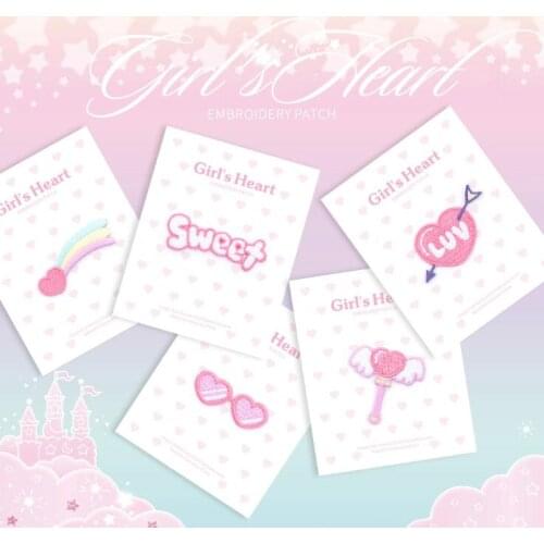 Girls Heart Embroidery Patches Adhesive Clothes Applique pink Patchwork For Baby Kids Bags Hat Dress Clothes DIY Accessories