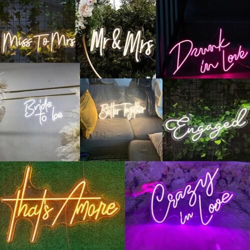 Custom Led Mr and Mrs Bride To Be Neon Light Sign Wedding Decoration Bedroom Home Wall Decor Marriage Party Decorative