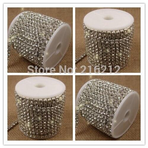 New Arrive 10yards/lot crystal stone Silver base Crystal rhinestone cup chain rhinestone garment accessories