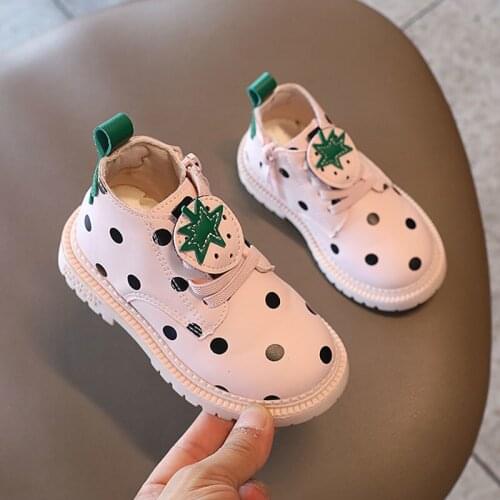 2021 fall childrens casual shoes girls polka dot zipper ankle boots fall beige pink baby children fashion PU boots size 22-31