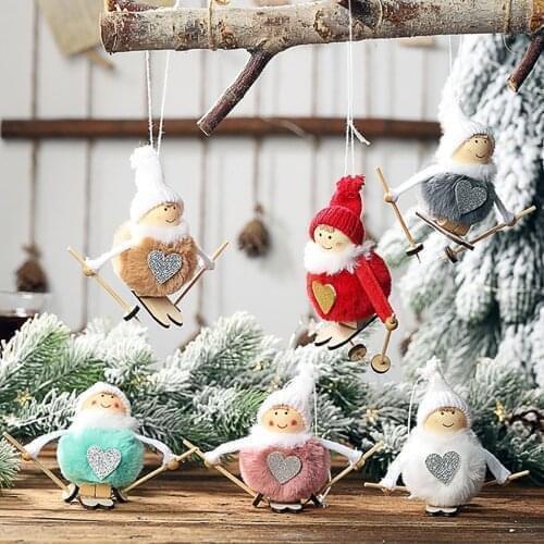 Ski Snowman Pendant Hanging Fluffy Doll For Christmas Tree Small Christmas Ornament Toy Christmas Decoration For Home