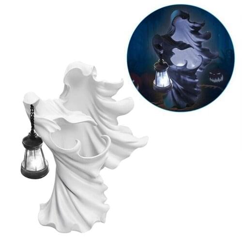 Resin Statue Hell Messenger Lantern Glow Halloween Decoration Holiday Party Desktop Ornaments Scary Crafts Sculpture Home