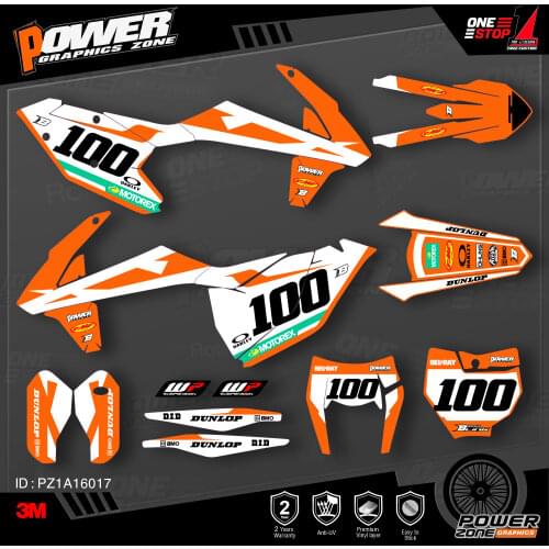 PowerZone Custom Team Graphics Backgrounds Decals 3M Stickers Kit For KTM SX SXF MX 16-18 EXC XCW Enduro 17-19 125 to 500cc 17